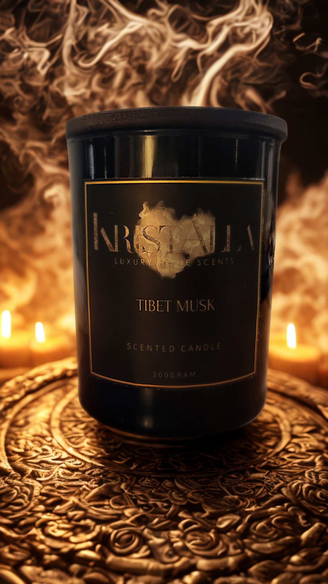 Tibet Musk Scented Candle in Black Glass