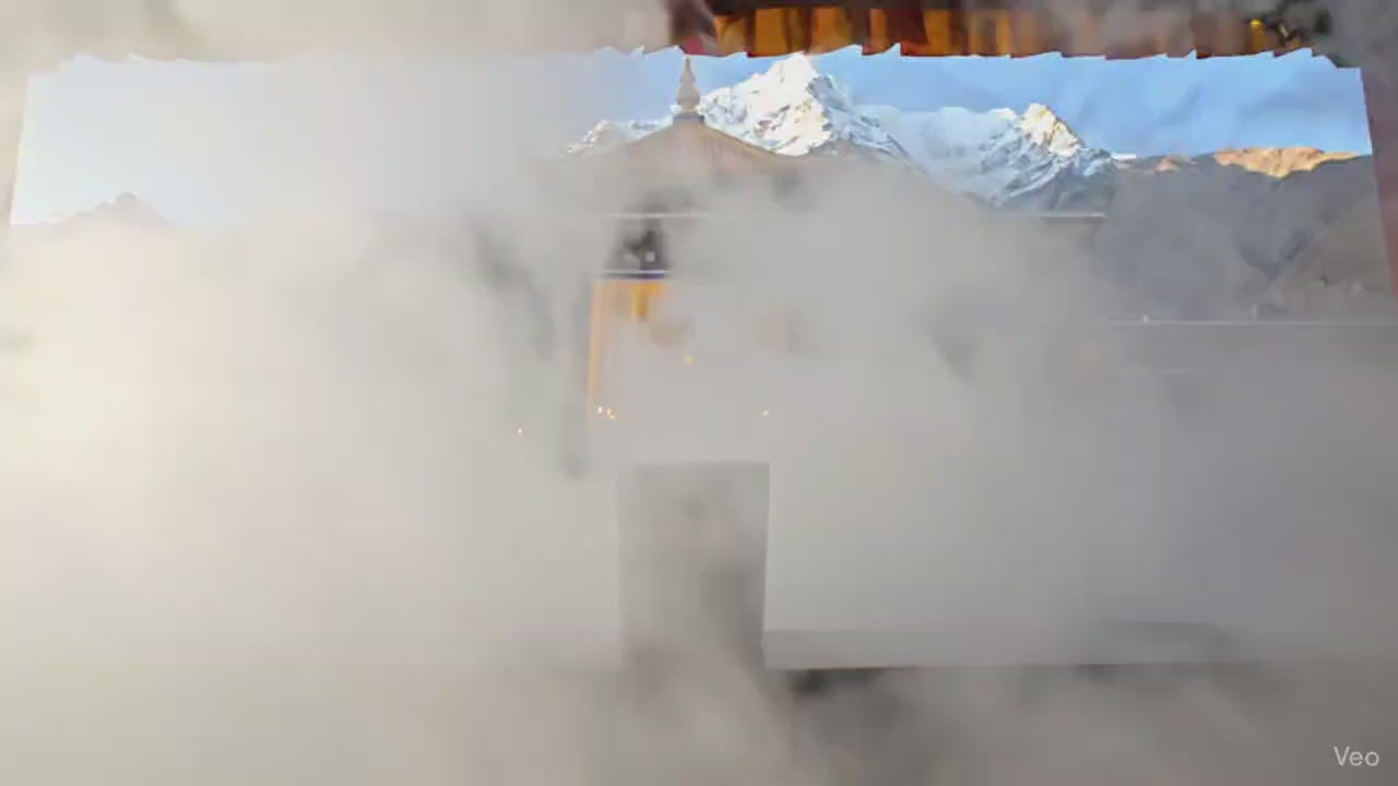 Das Video zeigt eine luxuriöse Kristalla Duftkerze in einem tibetischen Tempel